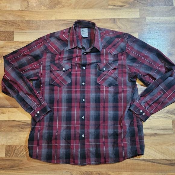 GC Blue Vintage Collection Mens Pearl Snap Shirt XL Red Plaid western - Picture 1 of 6